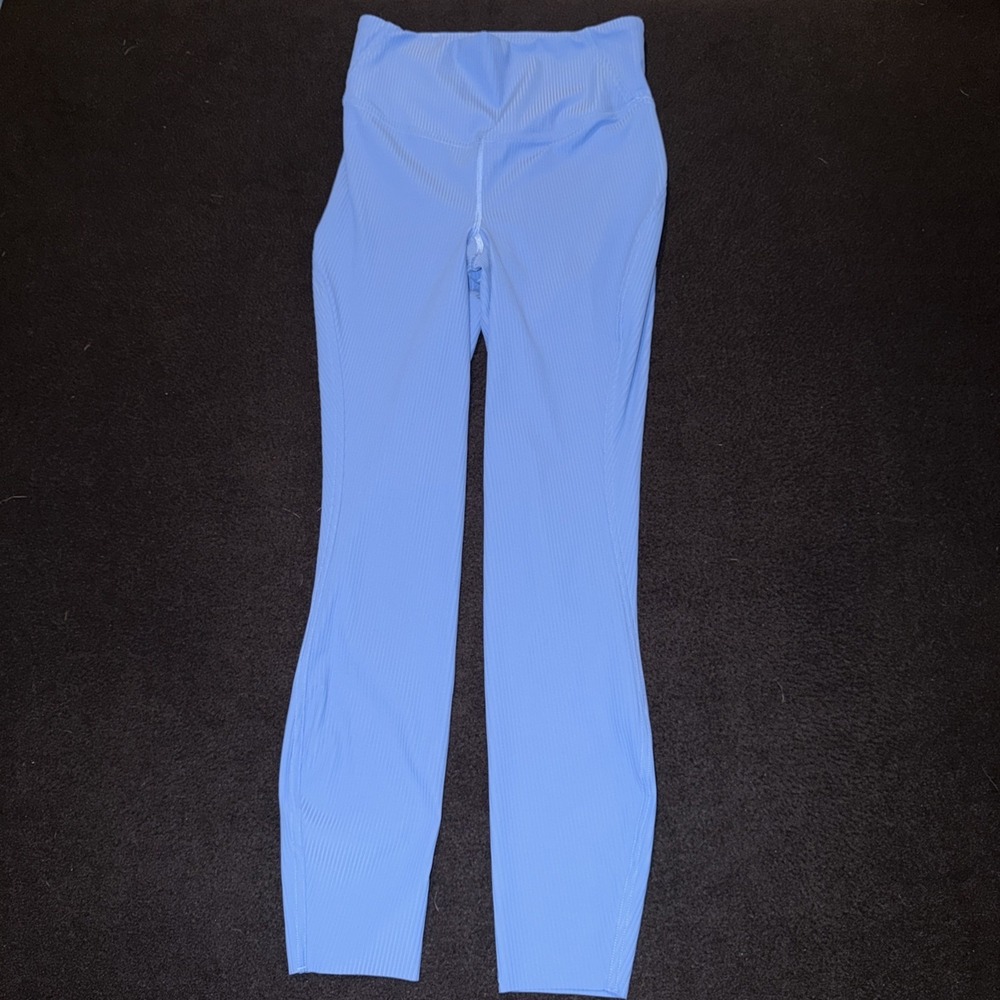 Lululemon‎ Base Pace Ribbed High-Rise Crop Leggings Blue Size 4